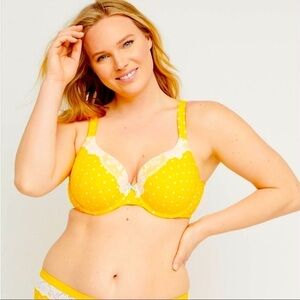 Cacique Yellow Gold Polka Dot Lightly Lined T-shirt Bra Size  Size 42D #113